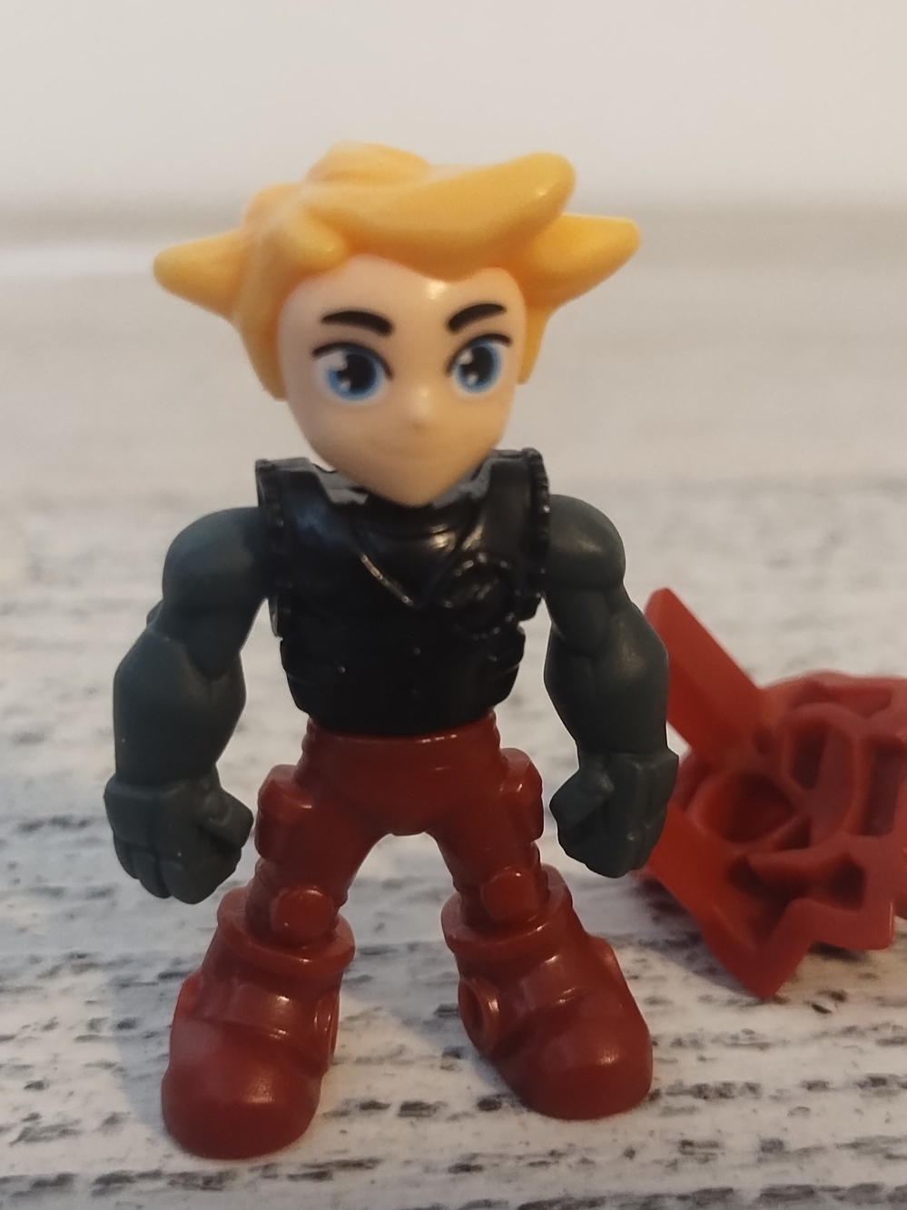 Black Dino Hunter toy kinder figure plastic 2" very good condition